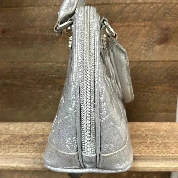 Loungefly X Disney Frozen Silver Glitter Embossed Dome Satchel Handbag Purse - Picture 2 of 8